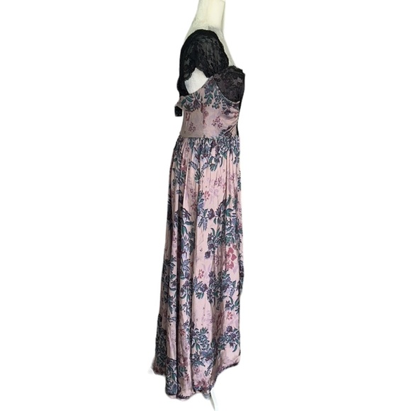 RARE Free People Bad For You Lace & Floral Bodysuit Corset Slip Maxi Dress - L - Picture 9 of 16